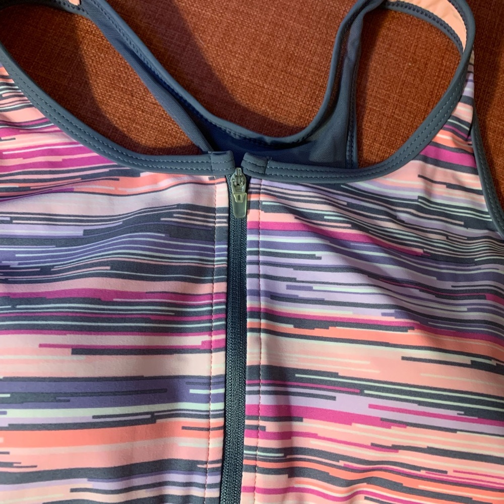 Free Country Pink and Gray Striped Tankini 2 piece Swimsuit - Picture 3 of 10